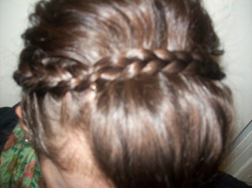 Another view: you can see where regular braid stops and the french braiding down the side starts.